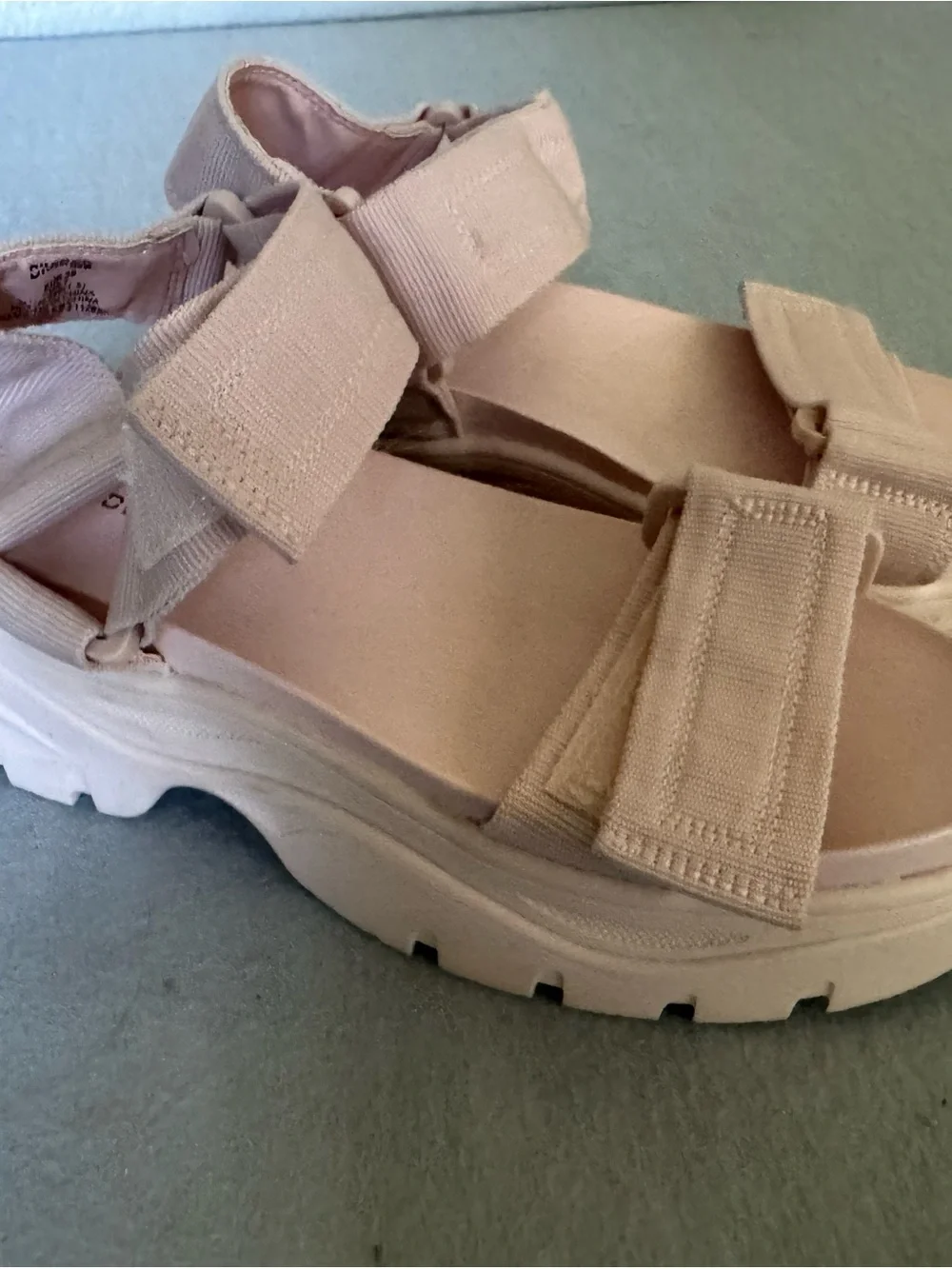 Divided Neutral Tan Platform Sandals - Women